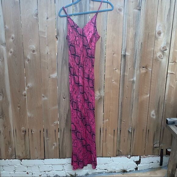 Urban outfitters snake print slip maxi dress in pink size medium - Picture 7 of 10